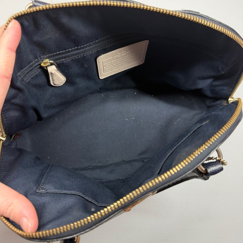 COACH Cora Crossgrain Domed Satchel F34491 Midnight/Chalk Hang Tag NO STRAP‎ Y2k - Picture 4 of 16